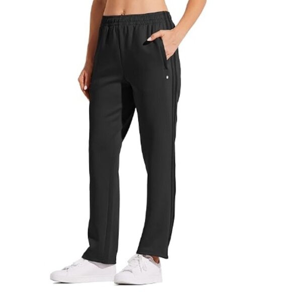 Women's Track Pants Warm Up Athletic Sweatpants Straight Leg w/Zipper Pockets - Picture 1 of 9